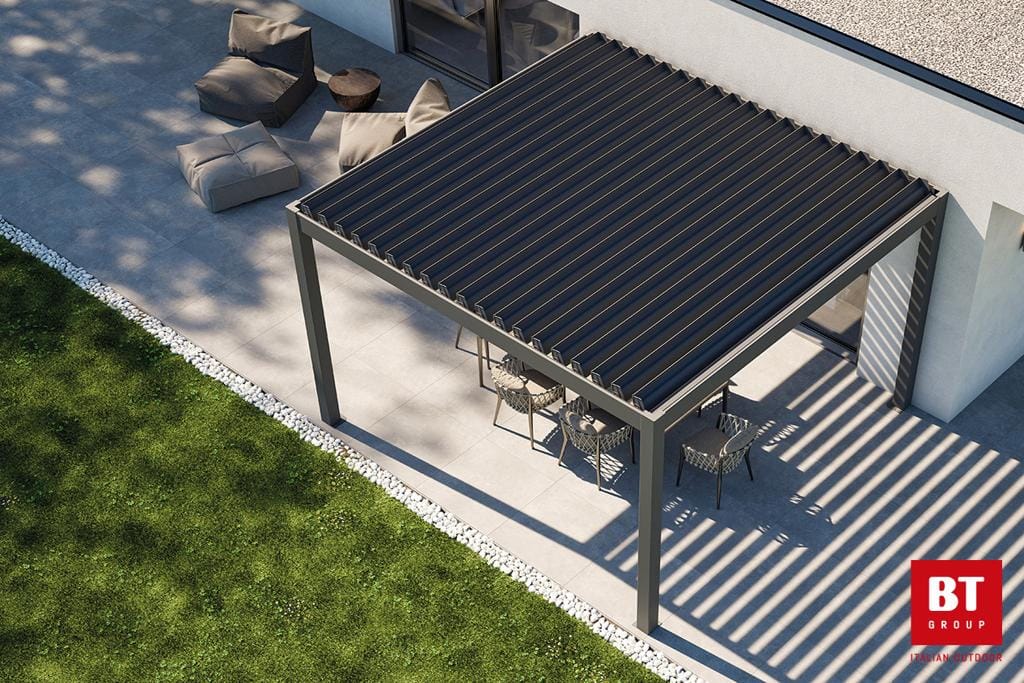 Bioklimatska pergola PergoExe – integrirana odvodnja