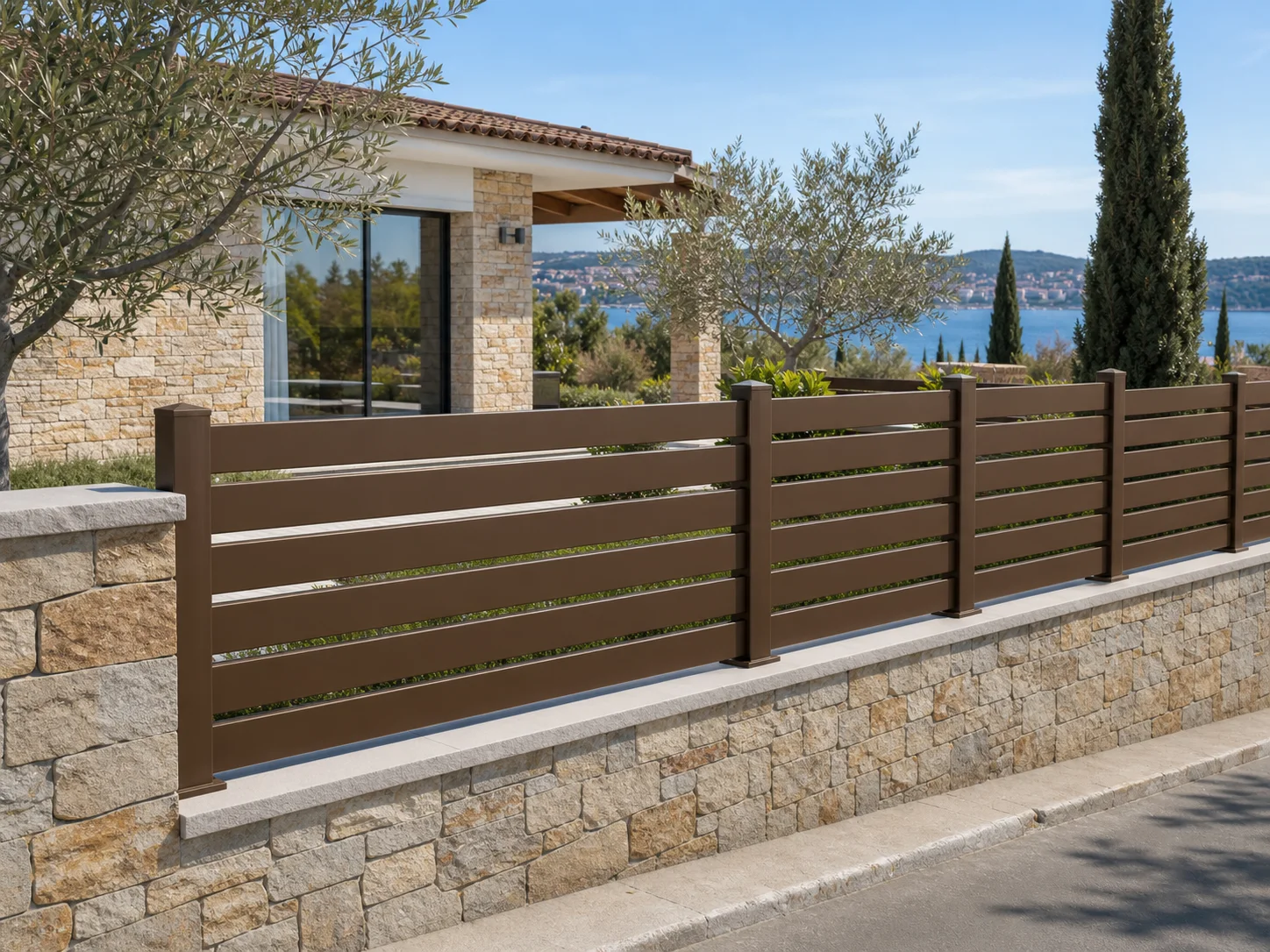 Aluminijasta ograja PRIZMA HORIZON 100 v beli barvi